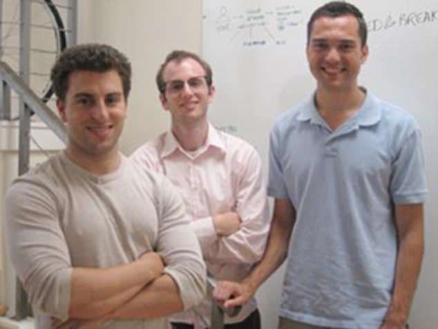 Airbnb founders Brian Chesky (left), Nathan Blecharcyzk (center) and Joe Gebbia (right) launched the company in 2008 after renting out air beds in their San Francisco apartment to make rent 